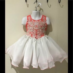 Girls Size 3 Coral & White Beaded Easter Pageant FlowerGirl Formal Dress NWT